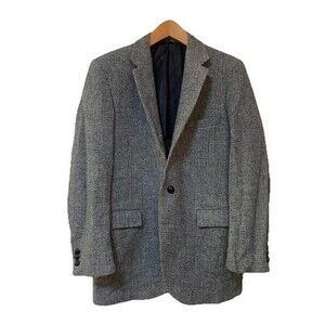 VTG Harris Tweed Stafford Wool Blazer 42R Sport Gray Houndstooth‎ Grandpa USA